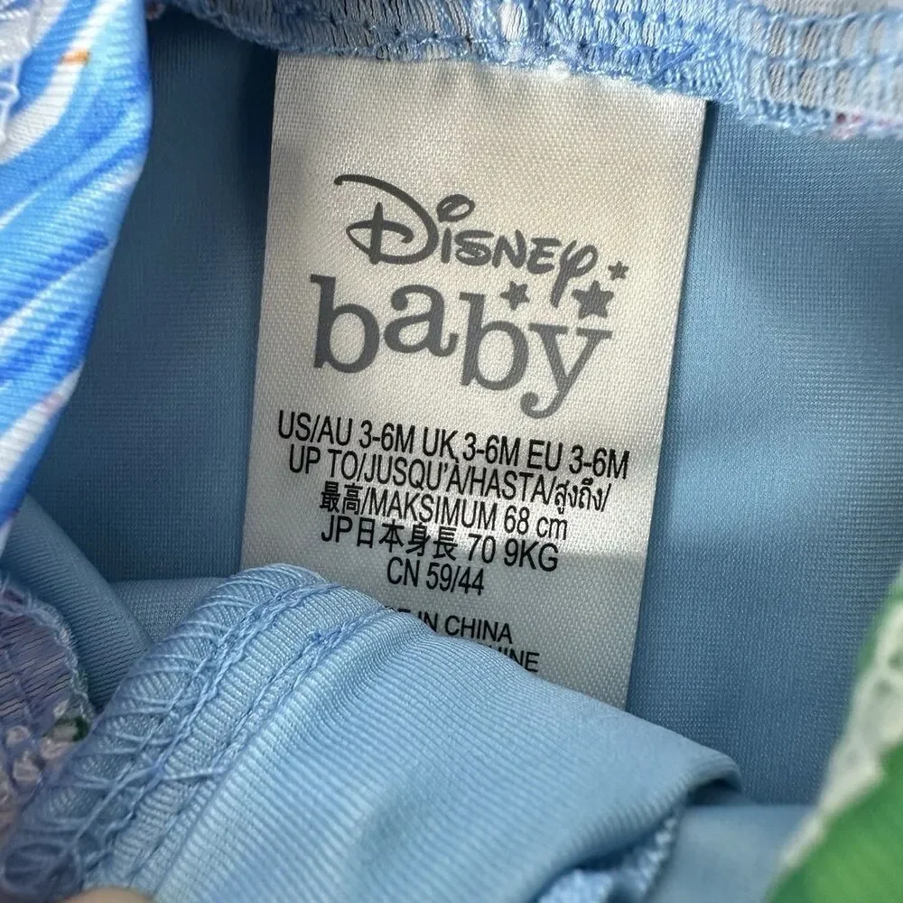 Disney Baby Mickey Mouse Hooded One Piece Tropical Swimsuit 3‑6M UPF 50+‎ NEW